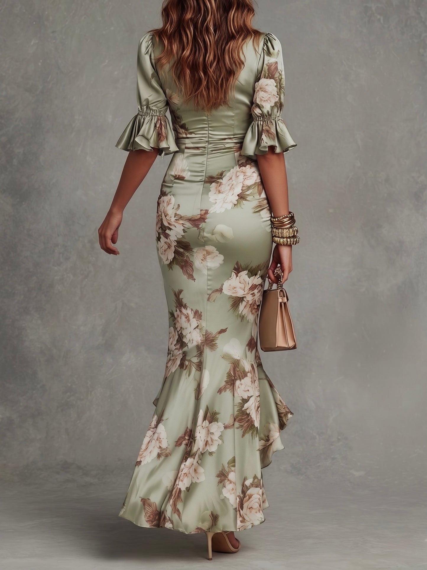 Anastasia | Vestido largo de satén verde
