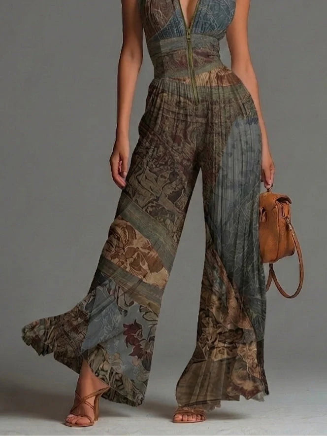 Camille™ | Plisserad jumpsuit med bohemiskt mönster