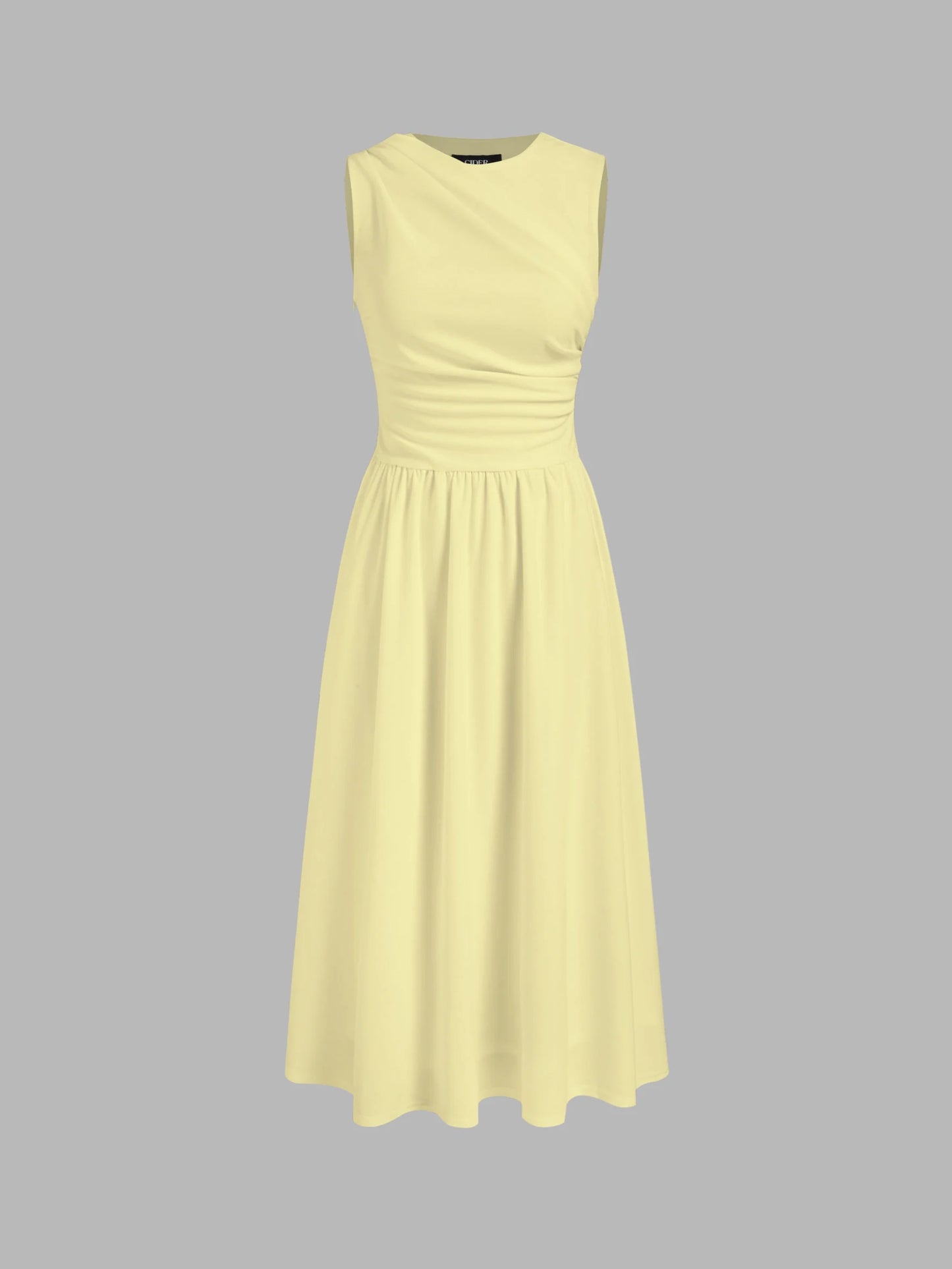 Vestido Maxi con escote redondo y fruncido