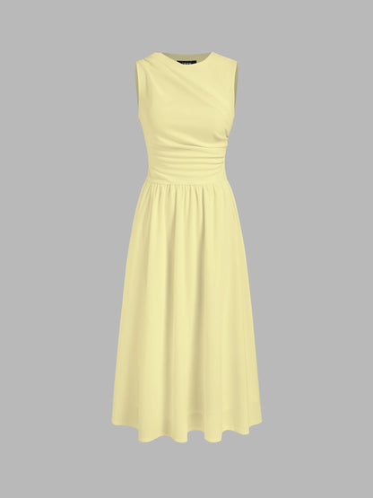Vestido Maxi con escote redondo y fruncido