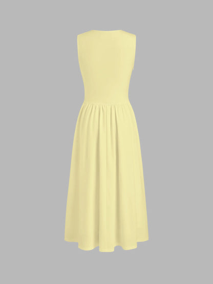 Vestido Maxi con escote redondo y fruncido