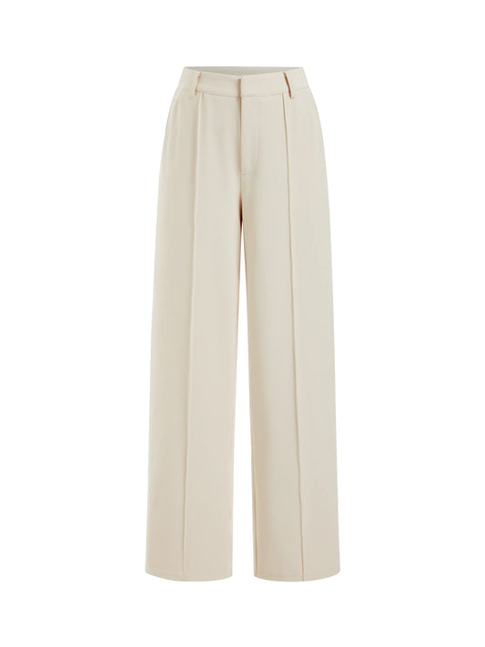 Pantalón recto plisado de tiro alto