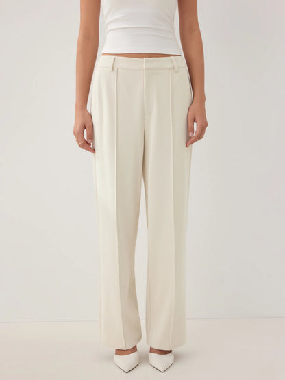 Pantalón recto plisado de tiro alto
