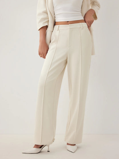 Pantalón recto plisado de tiro alto
