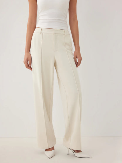 Pantalón recto plisado de tiro alto