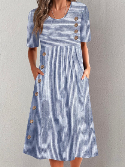 Andrea™ | Vestido midi a rayas