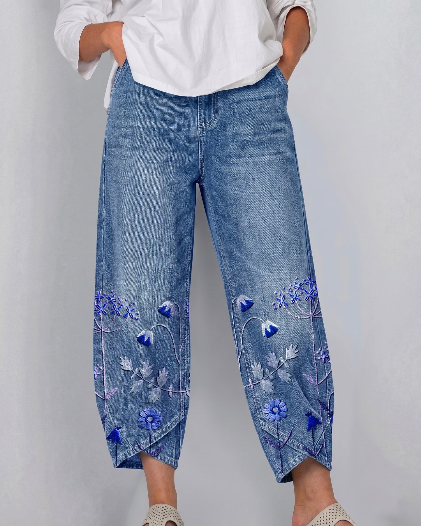 Eva | Pantalones bordados de estilo casual chic