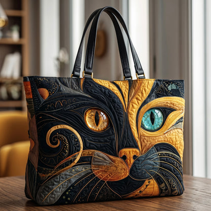 Bolso artesanal con diseño de gato místico