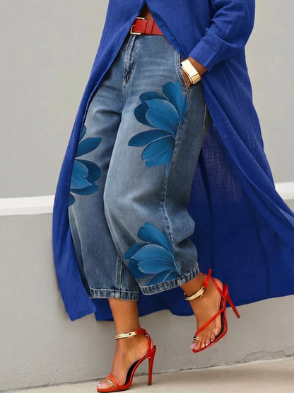 Marta | Conjunto de camisa larga y vaqueros estampados