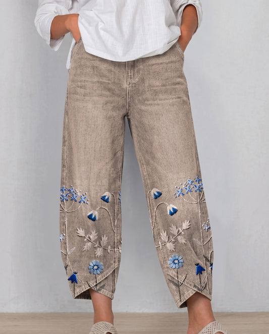 Eva | Broderade byxor i avslappnad chic stil