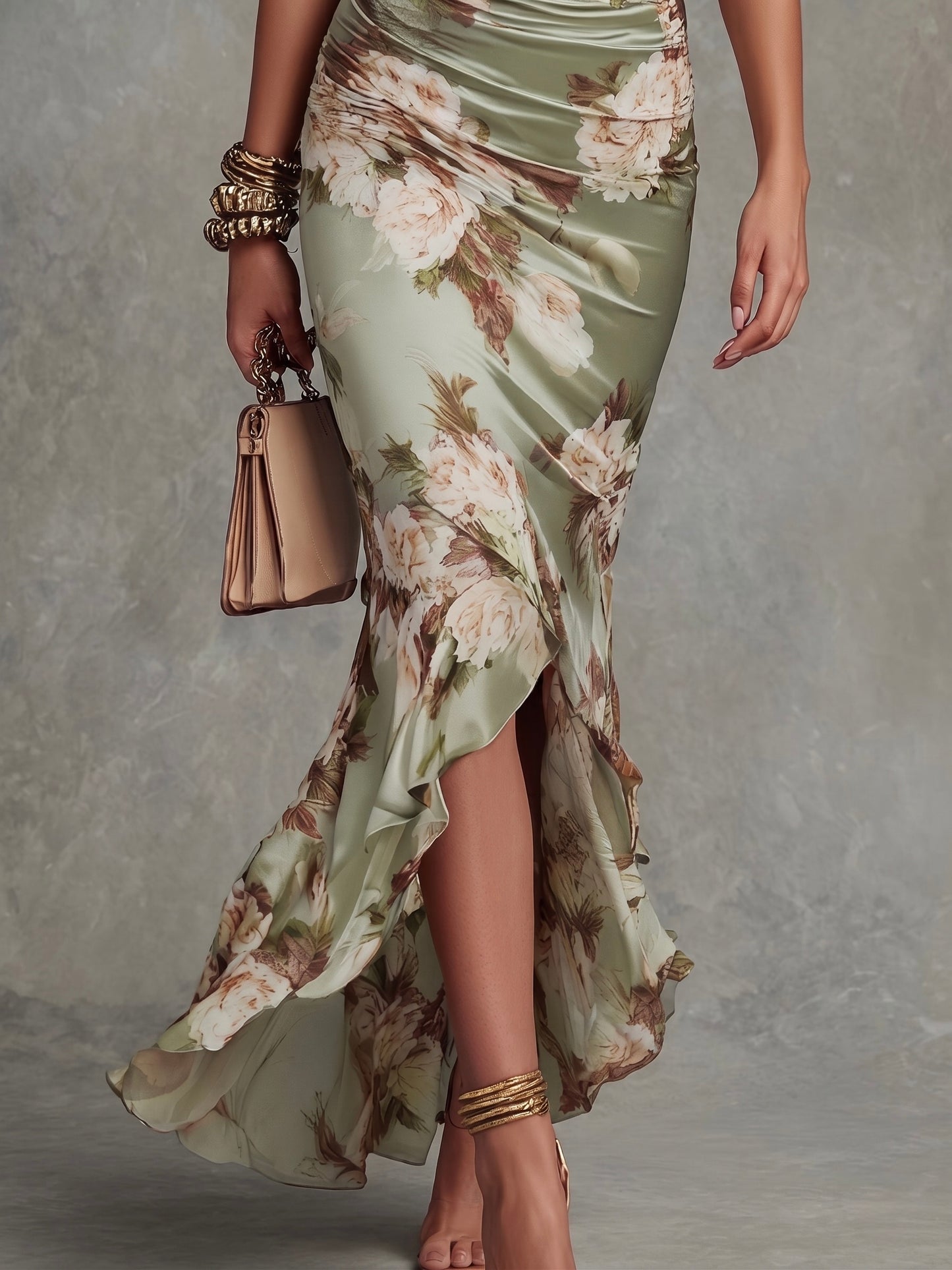 Anastasia | Vestido largo de satén verde