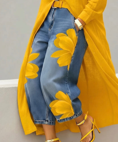 Marta | Conjunto de camisa larga y vaqueros estampados