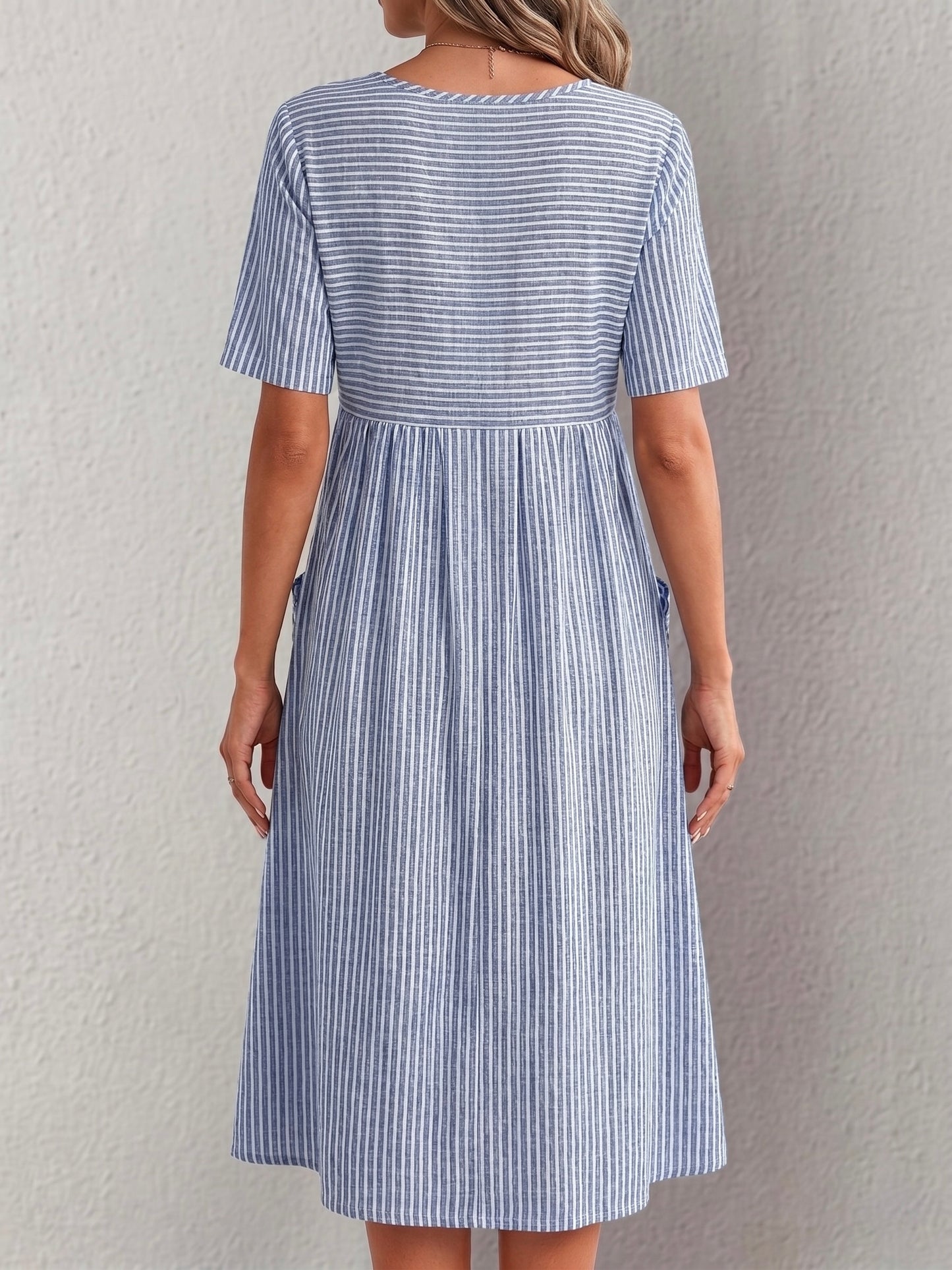 Andrea™ | Vestido midi a rayas