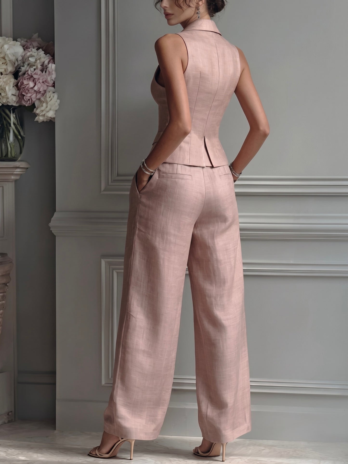 Traje de dos piezas con escote en V