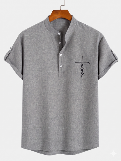 Mark™ | Elegante camisa de manga corta con cuello alto