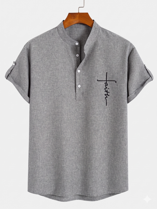 Mark™ | Elegante camisa de manga corta con cuello alto