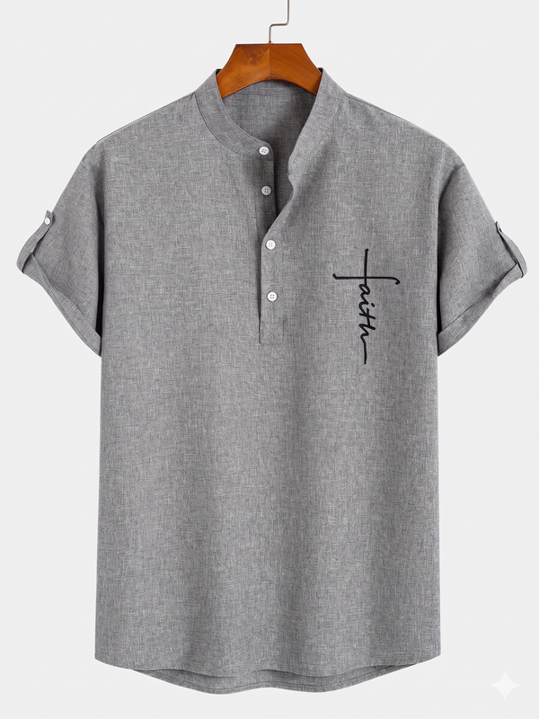 Mark™ | Elegante camisa de manga corta con cuello alto