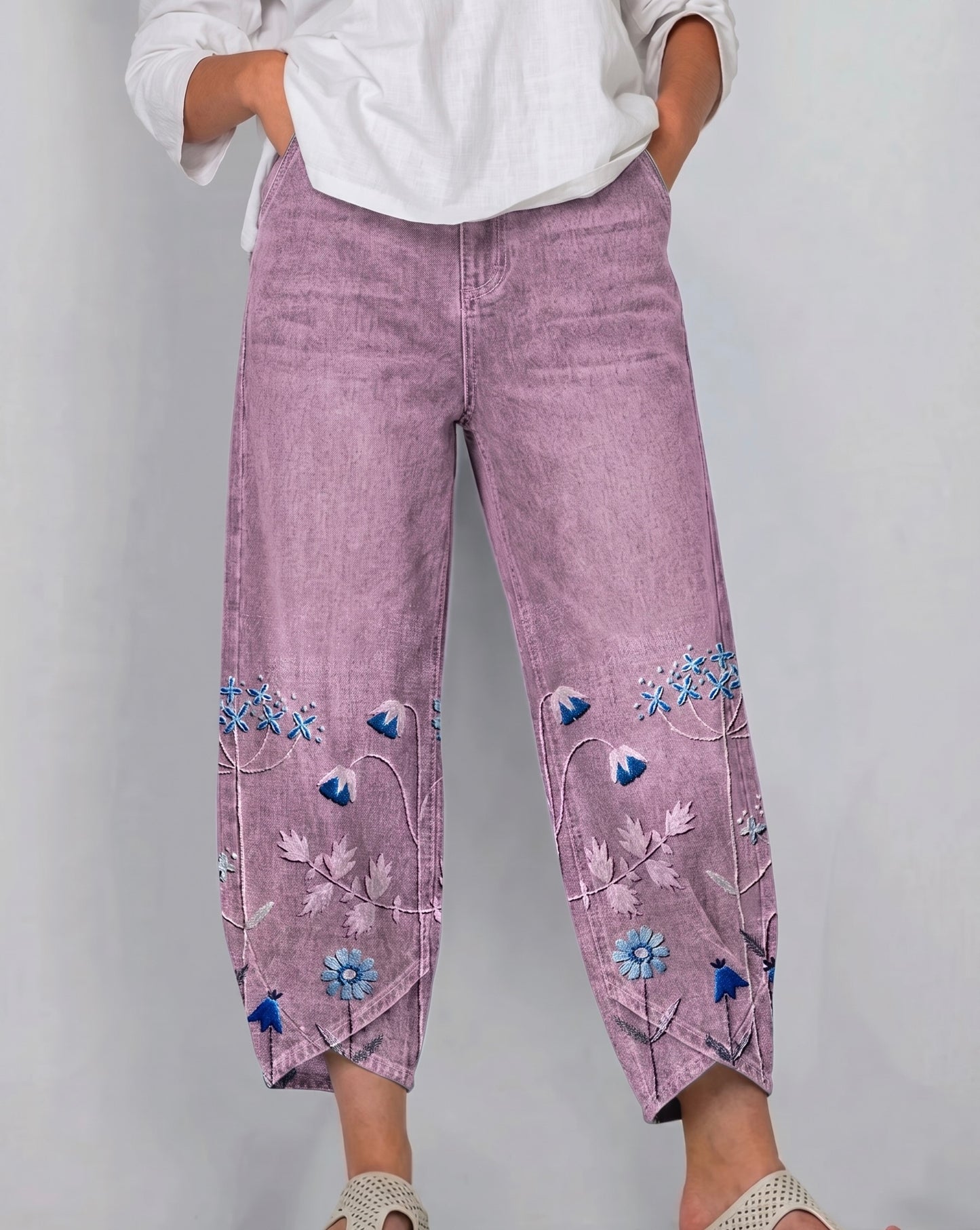 Eva | Pantalones bordados de estilo casual chic
