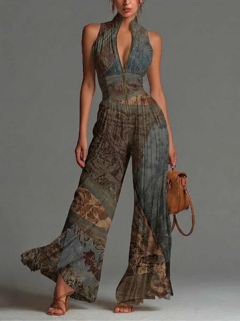 Camille™ | Plisserad jumpsuit med bohemiskt mönster