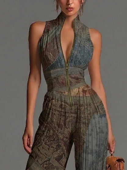 Camille™ | Plisserad jumpsuit med bohemiskt mönster