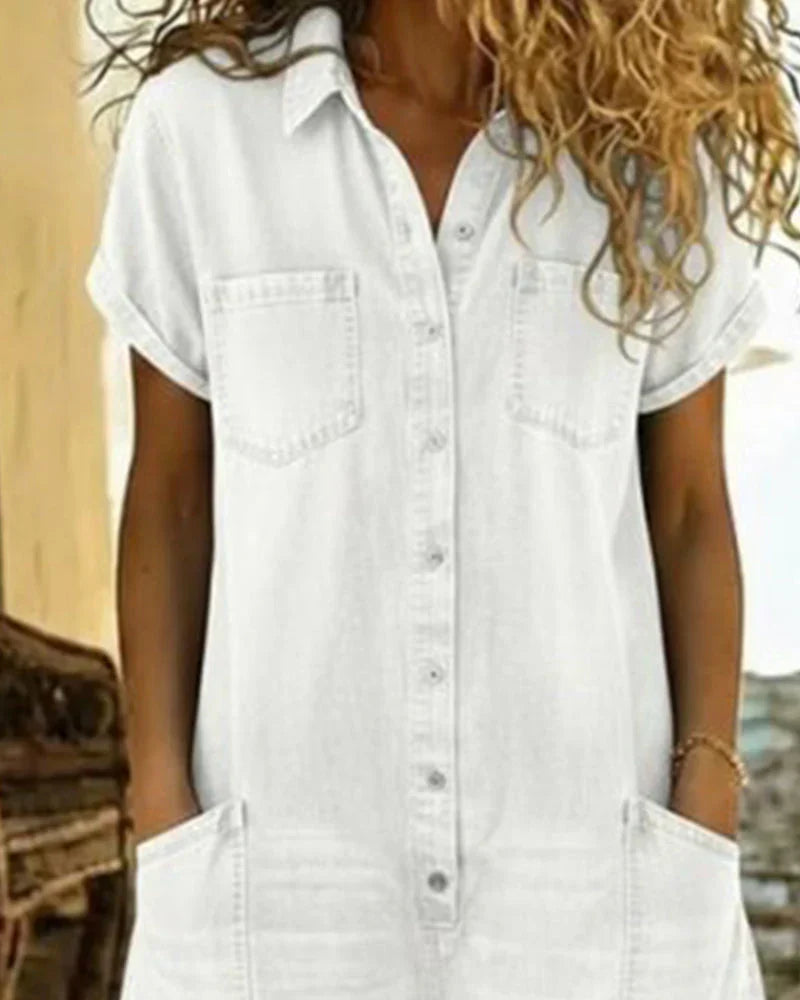 Paola | Jeansjumpsuit med knäppning framtill