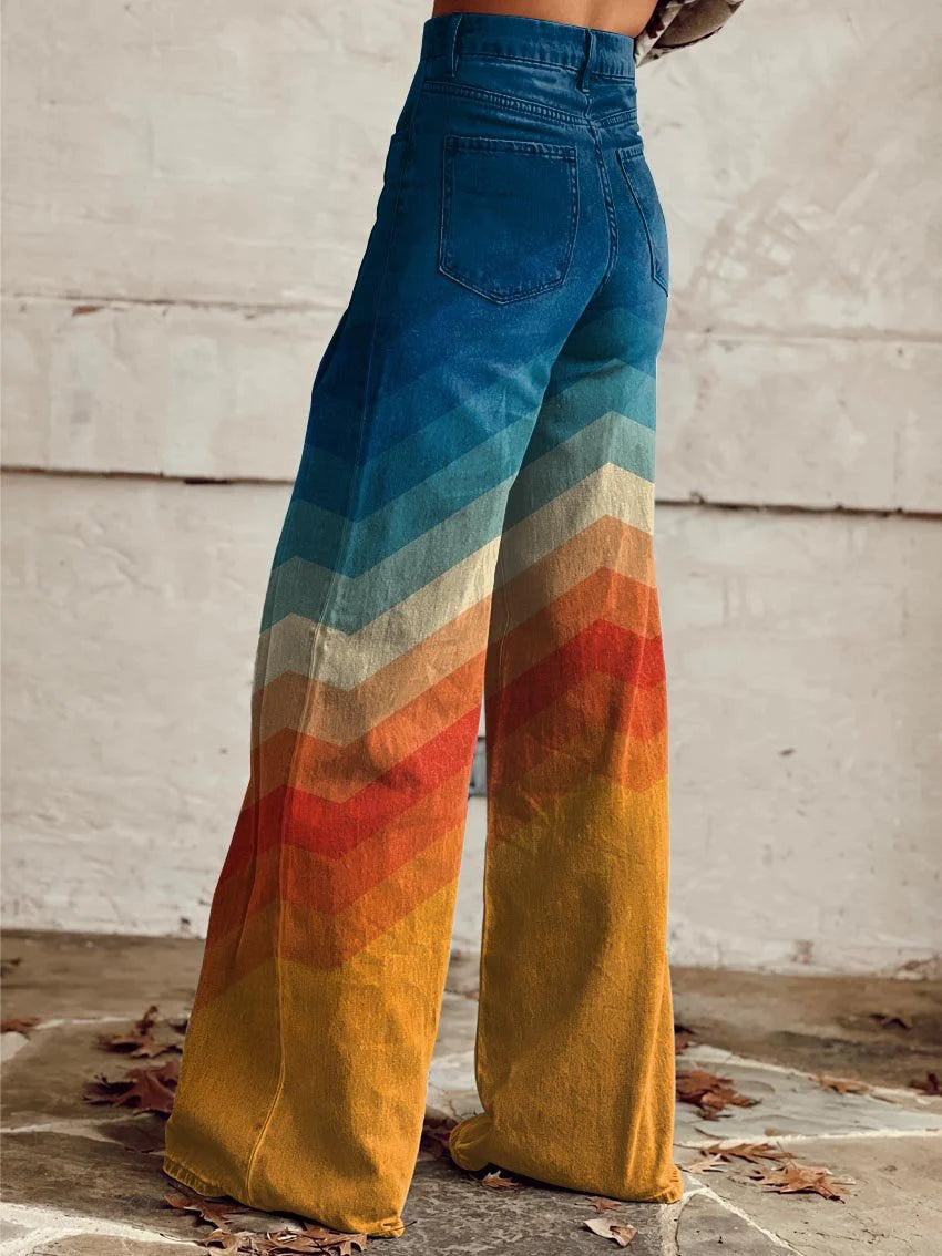 Léa - Pantalón elegante retro en zigzag