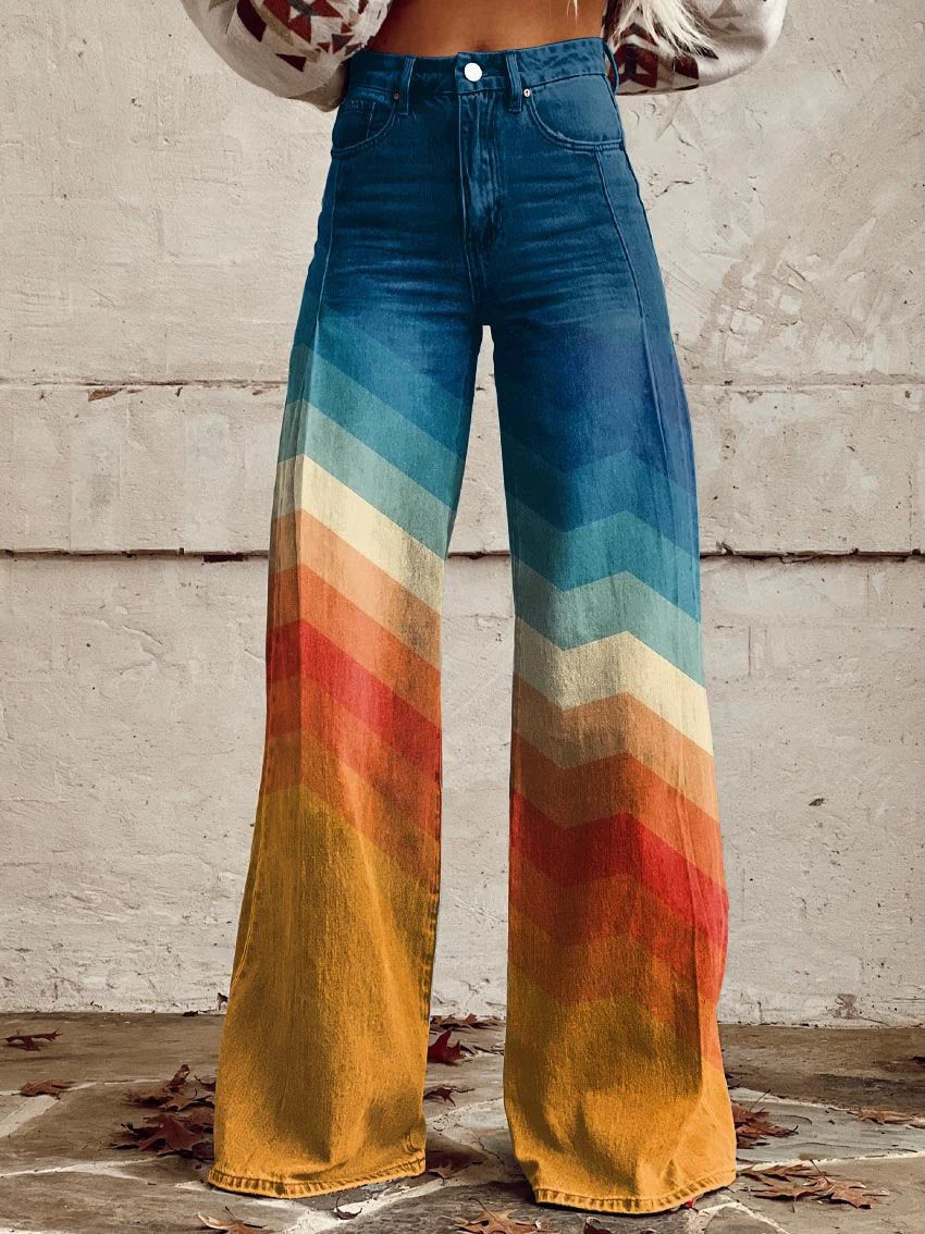 Léa - Pantalón elegante retro en zigzag